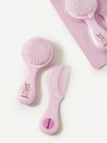 Cozy Pixies 2pcs Baby Newborn Care Tool Set, Pink Rabbit Pattern Pastoral Style Brush & Comb - Pink - View 7