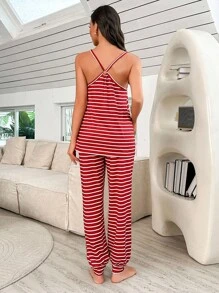 SHEIN 孕妇休闲条纹印花前拉链连体裤