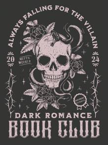 EMERY ROSE Plus Size Halloween T-Shirt, Plus Size Streetwear Graphic Tee, Cute Summer Top, Vacation Vibe - Dark Grey - View 6