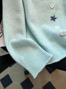 Franclia 女士秋冬新款设计，采用独特的黑白条纹和立体蝴蝶结，独特百搭，散发着温柔的法式休闲优雅气息，通勤长袖毛衣，秋季女装之选。 - 藍色 - 查看 5