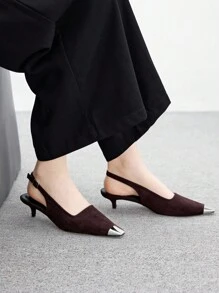 CUCCOO BIZCHIC New Fashion Black Kitten Heel Closed Toe Women Slip-On Shoes - Black - View 5