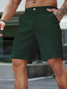 Manfinity Homme Men's Summer Casual Solid Color Waffle Texture Slant Pocket Shorts