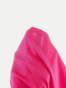 SHEIN Tween Girls' Casual Street Fashion Solid Color Sports Skirt Fall Winter - Hot Pink - View 6