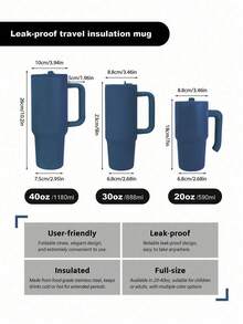 海军蓝 - 20/30/40盎司不锈钢保温杯，带手柄和可折叠吸管，双层真空隔热，冷热饮皆宜，简约旅行杯 - 藏蓝色 - 查看 5