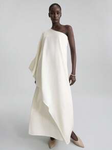 Ontre 女士长裙，优雅纯色不对称领长裙，女士春夏装，优雅连衣裙，舒适休闲连衣裙，沙滩/度假装，波西米亚风格，度假装，适合夏季音乐节，西式风格，优质面料，舒适 - 杏色 - 查看 8