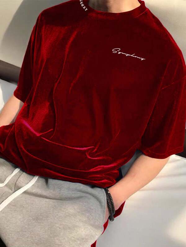 Claim Dot Men's Casual Letter Print Short Sleeve T-Shirt, Autumn