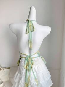 Comfortcana 女式无袖露背上衣，夏季时尚 - 綠色 - 查看 3