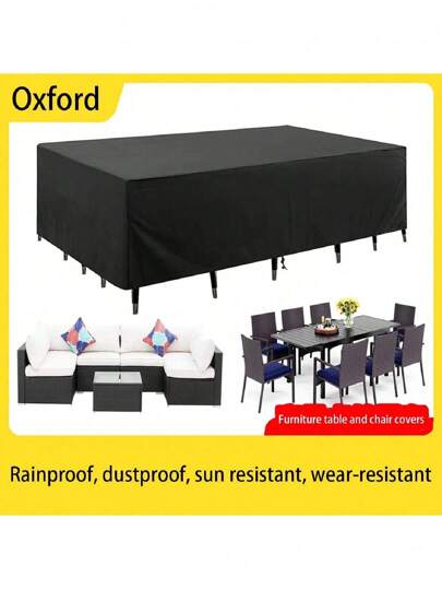 1pc Black Furniture Cover, Made Of Oxford Cloth, Water-Resistant, Suitable For Outdoor Patio And Indoor Furniture, Keeps Furniture Clean And Tidy