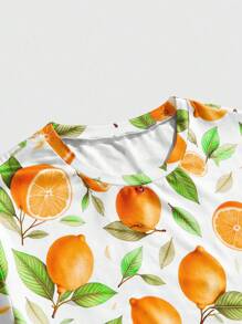 Manfinity VCAY Men's Casual Knit Lemon Print Fitted Raglan Short Sleeve T-Shirt