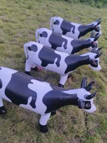 1/2 件大型充气奶牛充气农场动物模型，生日派对装饰充气动物礼物，适用于农场、生日、室内、户外派对道具、玩具和用品 - 牛 - 查看 3