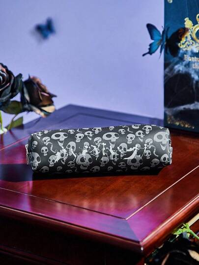 Corpse Bride | ROMWE Vintage All-Over Print Zipper Portable Storage Coin Makeup Pencil Case