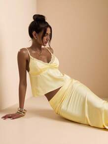 SHEIN BAE Women Two Pieces Outfits For Daily Wear - Yellow - View 8