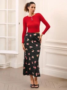 lacRébo Váy Maxi Họa Tiết Hoa Và Chấm Bi Phong Cách Cổ Điển Cho Giáo Viên Trang Phục Công Sở Váy Đi Chơi - Nhiều màu - Xem 3