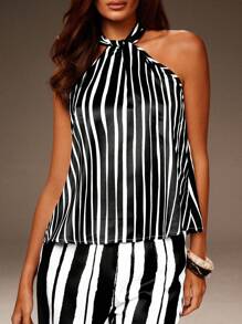 Athîral Women's Striped Loose Halter Top And Pants Casual 2 Pieces Set - Multicolor - View 5