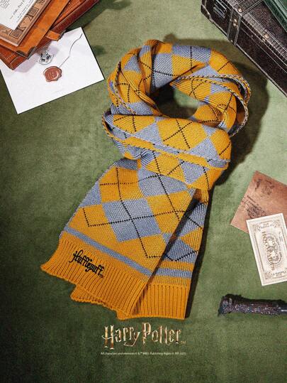 GLOWMODE Bufanda suave de lana con logotipo bordado de la casa de Hogwarts de Harry Potter para uso diario y casual