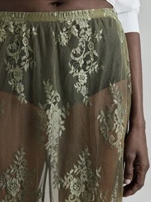 Ontre 2025秋季女士蕾丝裙，时尚简约设计，都市通勤商务休闲单品，适合圣诞节、万圣节、派对场合 - 軍綠色 - 查看 5