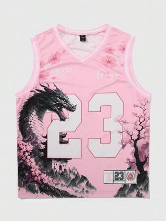 Men's Summer Casual Numeric Print Round Neck Tank Top Jersey