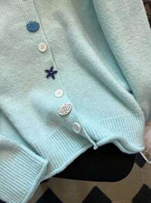 Franclia 女士秋冬新款设计，采用独特的黑白条纹和立体蝴蝶结，独特百搭，散发着温柔的法式休闲优雅气息，通勤长袖毛衣，秋季女装之选。 - 藍色 - 查看 4