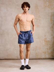 Manfinity VDAYZ Men's Tie-Dye Print Double Layer Drawstring Waist Beach Shorts