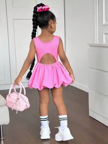 SHEIN 2 chiếc váy không tay dệt kim màu hồng dễ thương mùa hè cho bé gái, trang phục phù hợp cho mẹ và bé (2 bộ được bán riêng) - Màu Hồng Tươi - Xem 6