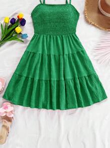 Soleia Solid Ruffle Hem Cami Dress