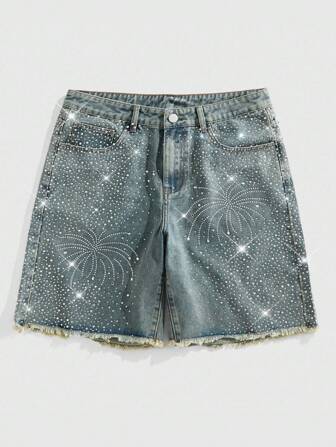 Street Life Pantaloncini di jeans casual estivi da uomo con orlo grezzo e vestibilità morbida