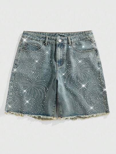 Street Life Pantaloncini di jeans casual estivi da uomo con orlo grezzo e vestibilità morbida