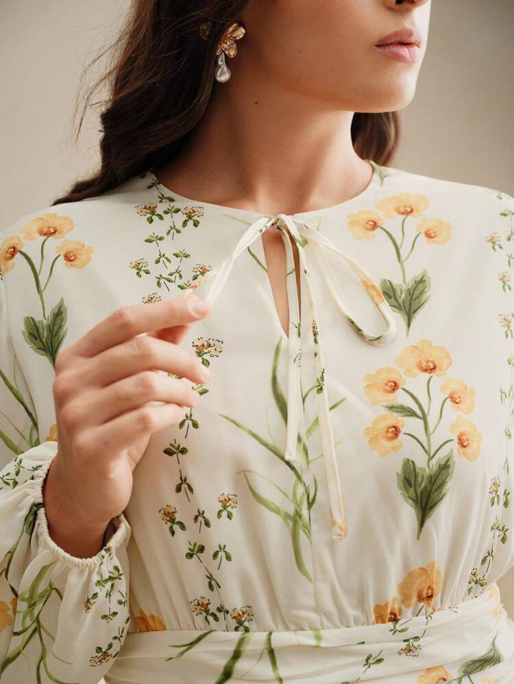 Elegant Floral Flowy Maxi Dress For Vacation, Butter Yellow