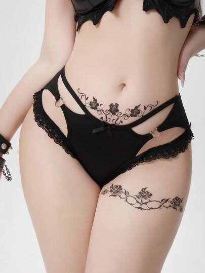 1 Stück Gothic Herz Metall Schnalle Schleife Spitzenbesatz String