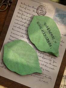 SHEIN 1 pieza Nota adhesiva con forma de hoja, de vuelta al colegio - Verde - Ver 3