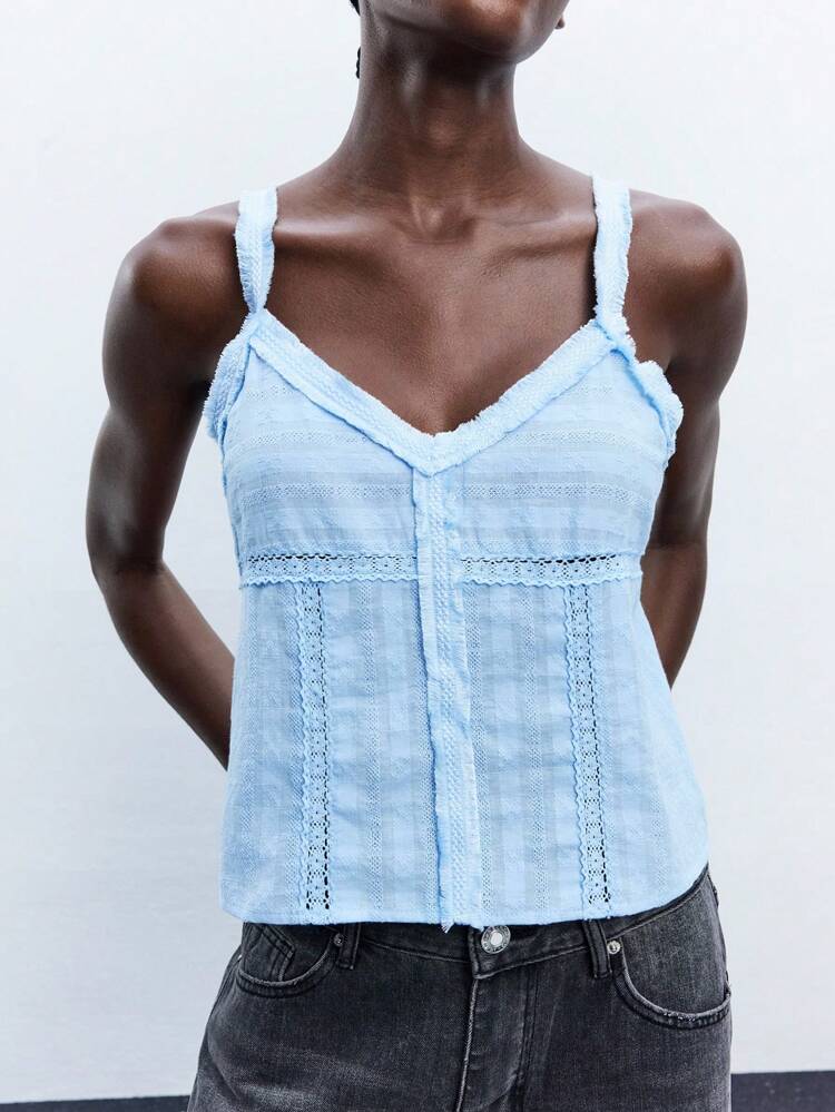 SHEIN Maija Summer Casual Lace Patchwork Loose Camisole