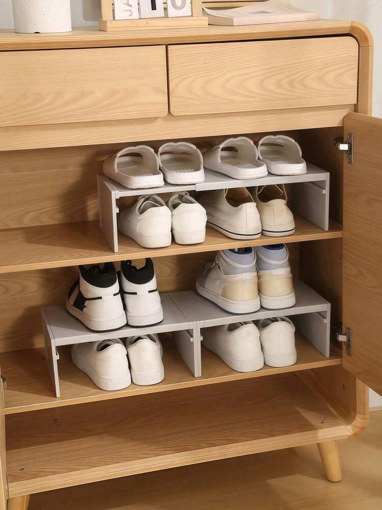 SHEIN 1 件/可扩展厨房储物架、台面调料架、水槽下橱柜收纳架、可调节堆叠隔板，用于存放调料瓶、餐具和厨房用具，保持炉灶面干净整洁。、家居装饰、圣诞礼物、家居礼品、房间装饰 - 彩色 - 查看 9