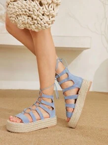 Styleloop Sandales compensées à plateforme en corde décontractées pour vacances, à semelle épaisse