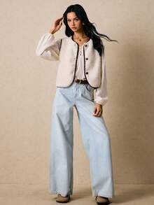 Poéselle Chaleco casual de mujer con solapa de un solo abotonado