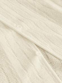 HIMLAND 2件套男士休闲修身镂空面料短袖衬衫和裤子套装