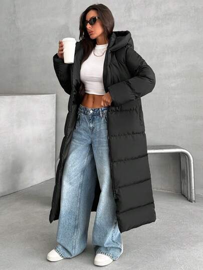 EURMUSE Women Hooded Long Padded Winter Coat
