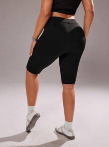 Rustia Plus Solid Rib Knit Cycling Shorts - Black - View 2
