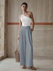 MOTF PREMIUM Gefaltete plissierte Schrägkaschen Hose