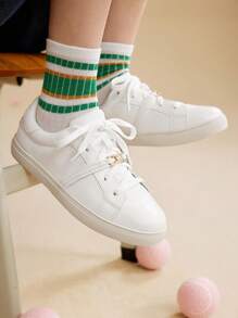 CUCCOO EASI 女士休闲系带舒适时尚运动鞋 - 白色 - 查看 2