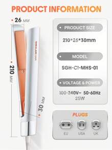 SHEGLAM HAIR Travel Buddy Mini Hair Straightener,Mini Hair Straightener,Hair Straightener And Curler Iron 2 In 1,Hair Care Without Damaging Hair,Creating Smooth Styling,30s Fast Heating & 2 Temp Levels,360°Swivel Cord,Wide Voltage Design To Meet Global Travel Needs Flat Iron - UK Plug Graduation Birthday Gift Holiday Winter Pink Vibe Makeup Party Beach Travel Camping School Campus Festivals Rose Present Girl Charm Best Valentine's Day Women's Day Love Yourself - UK Plug(220-240V) - View 11