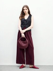 CUCCOO BIZCHIC 女士波西米亚风镂空透气穆勒鞋，酒红色尖头平底低跟皮革搭扣平底鞋 - 酒紅色 - 查看 10