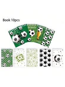 SHEIN 8 pezzi casuali Taccuino a spirale con motivo calcio, tascabile, blocco note mini, memo pad per feste a tema sportivo, forniture scolastiche, ritorno a scuola
