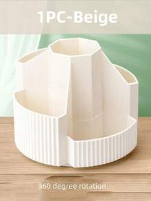 1PC/3Pcs-5 Slots 360 Degree Rotating Desktop Pen Holder Organizer, Desktop Storage Pen Organizers Stationery Supplies Large Capacity Multi-Functional Pencil Case For Students, Men, Women, Girls, Makeup Brushes, Home Decoration Back To School - Multicolor - View 3