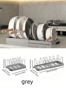 可调节锅碗瓢盆收纳架，不锈钢，可伸缩厨房收纳解决方案，适用于家庭、咖啡厅、餐厅和酒吧，餐厅收纳架|光滑的金属饰面|不锈钢架，食品储藏室收纳架和储物架 - 彩色 - 查看 5