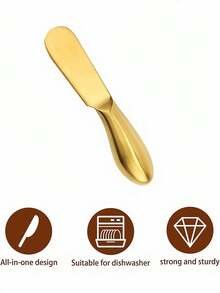 奶酪刮刀套装，不锈钢炭刀黄油刀刮刀，适用于涂抹冷黄油、奶酪和果酱。 - 金色 - 查看 8