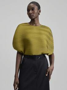 Ontre 2025 秋冬女装、返校装、万圣节装、圣诞节装、教师装、夜间外出装、商务休闲褶饰蝙蝠袖上衣 - 綠色 - 查看 5