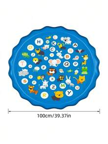 Large Splash Pad For Dogs Pets Outdoor Water Play Mat Heavy Duty PVC Sprinkler Fun Non Slip Cooling Letters Pool Summer Heat Relief Easy Drain Foldable Design