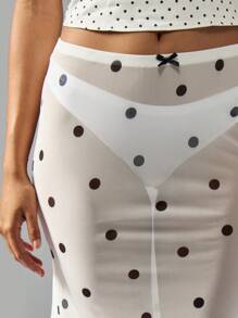 MISSGUIDED Falda midi de lunares, cintura alta, dobladillo con volantes, falda femenina para primavera y verano, para invitada de boda, vacaciones y ocasiones, falda de línea A - Blanco - Ver 4