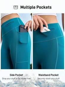 In My Nature Solid Color Multi Pockets Outdoor Sports Leggings