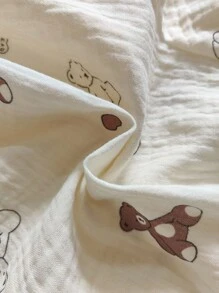 SHEIN Vintaside Kids 男宝宝休闲卡通熊印花polo领开衫上衣和裤子套装，适合外出、居家和日常穿着，春秋季 - 彩色 - 查看 9